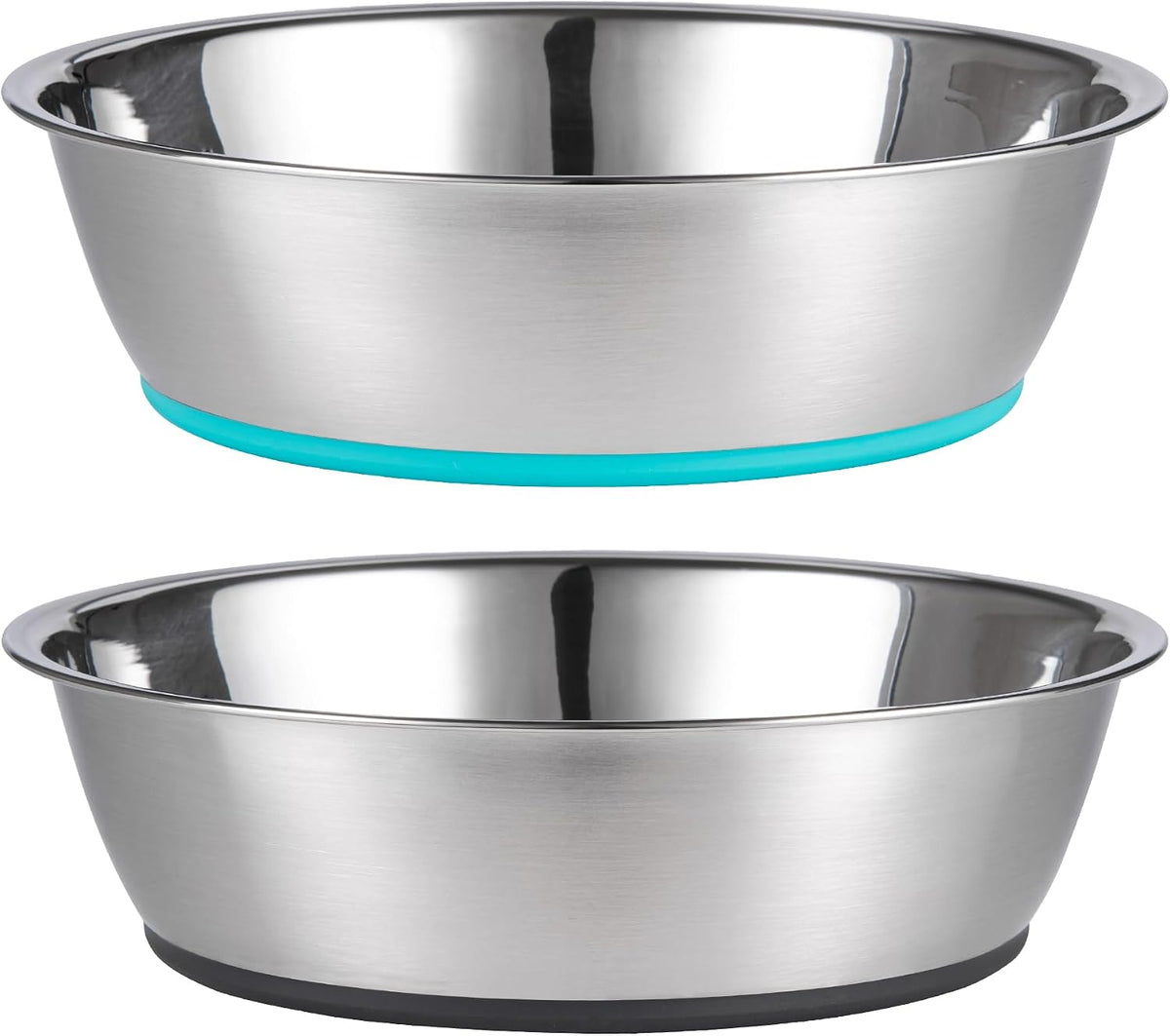 Lightweight Stainless Steel Cat Dog Bowls, 3 US Cup Each, 2-Pack