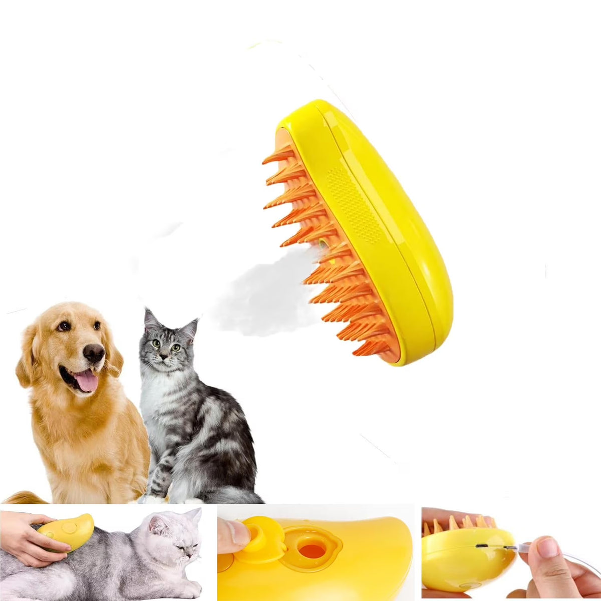 Cat Steam Brush, 3 In1 Steamy Cat Brush for Shedding, Cat Steamer Brush for Massage, Multifunctional Cat Grooming Brush, Pet Hair Removal Tool Comb for Cats and Dogs