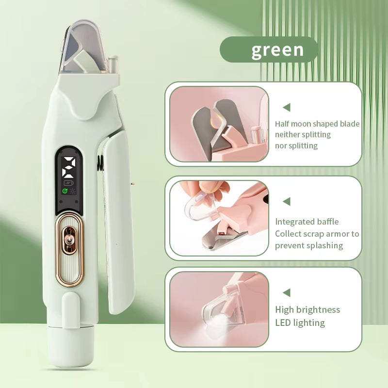 2-In-1 Upgraded Automatic Electric Dog Nail Grinder and Clipper with Portable Design Battery-Powered USB Charging LED Light