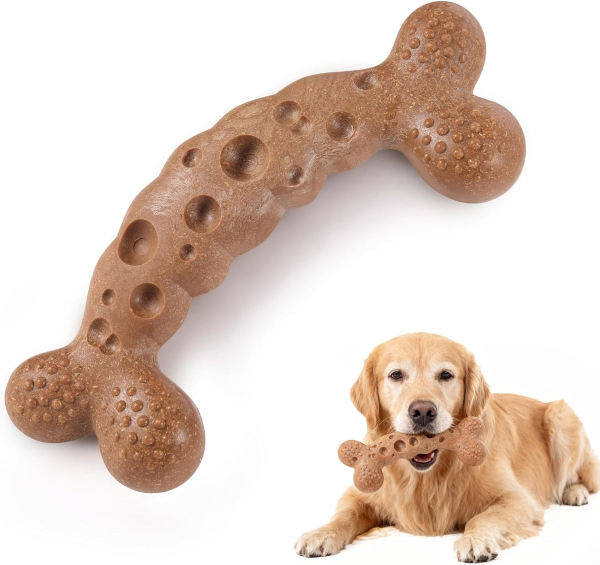 Dog Chew Bone Toys for Aggressive Chewers Bacon Flavored under 70Lbs