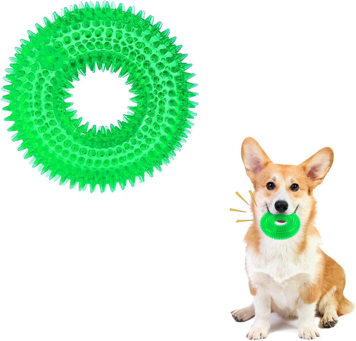 Squeaky Dog Toy, Safe TPR Chewable Dog Toys for Teeth Grinding&Cleaning Dog Fetch Toys for Enhancing Interactivity Outdoor Suitable for All Dog Sizes Puppy’S and Dogs (Small Green)